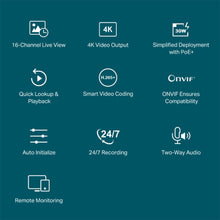 TP-LINK VIGI NVR2016H-16P PoE+ 16 Canales 1HDD H265+