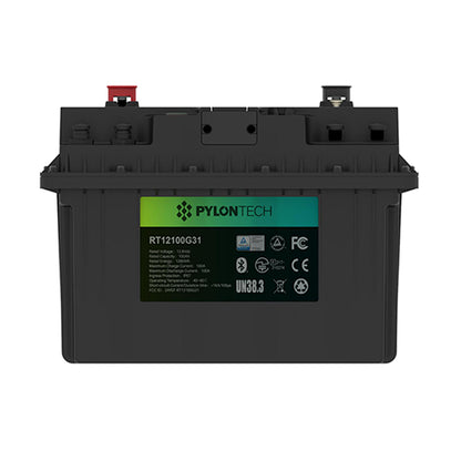 Pylontech 12V/100Ah Lithium Battery with Integrated BMS | 1C | 6,000 Cycles | RT12100G31 | Pylontech