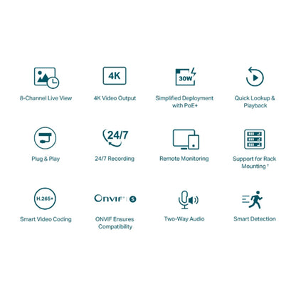 TP-LINK VIGI NVR1008H-8P 8 Canales PoE+ 1HDD H265+