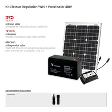 Kit Solar Aislada Regulador PWM + Panel solar 40W + Batería AGM 7Ah
